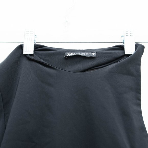 Zara Black Asymmetrical Stretchy Bodysuit Top - Picture 4 of 9